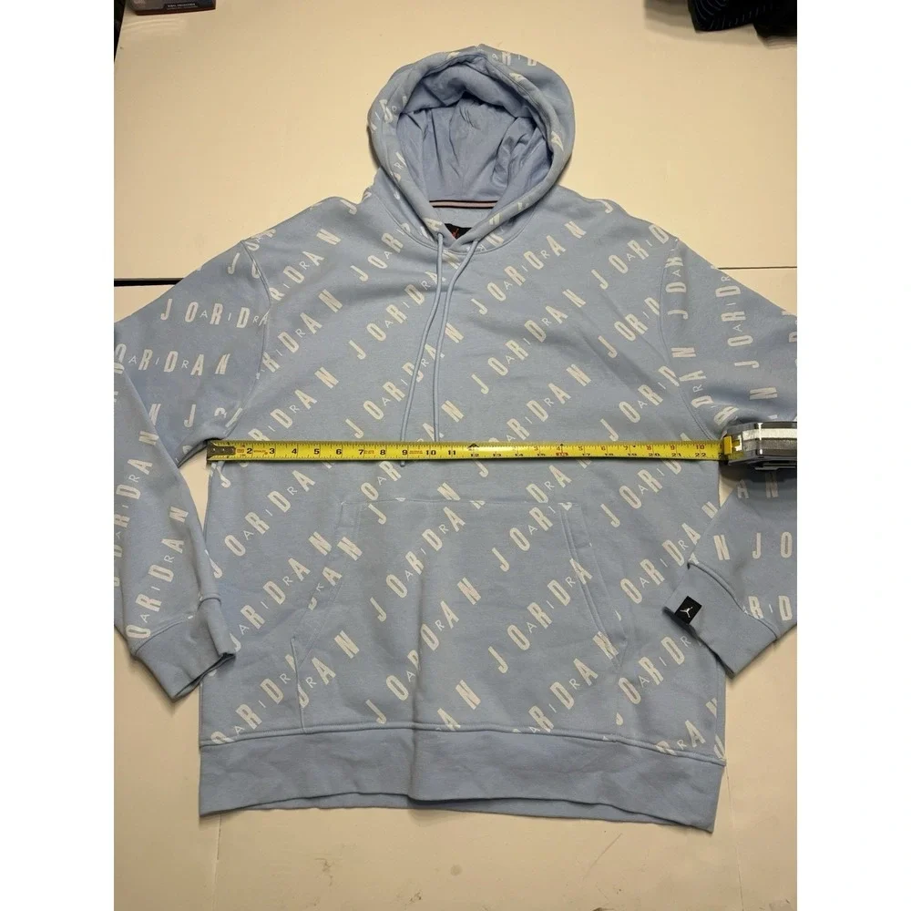 Nike Jordan Essentials Ice Blue Sail Men Fleece Pullover Hoodie Size Large AOP‎